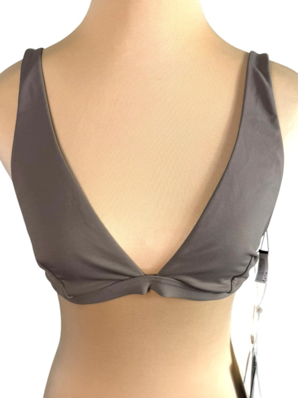 NWT Skin The Rosie Triangle Bikini Top Taupe Size S Tie Back Swim Minimalist
